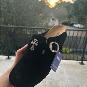 Chrome Hearts Style Cross Hardware for Birkenstocks Custom Upgrade 1 Pair Silver